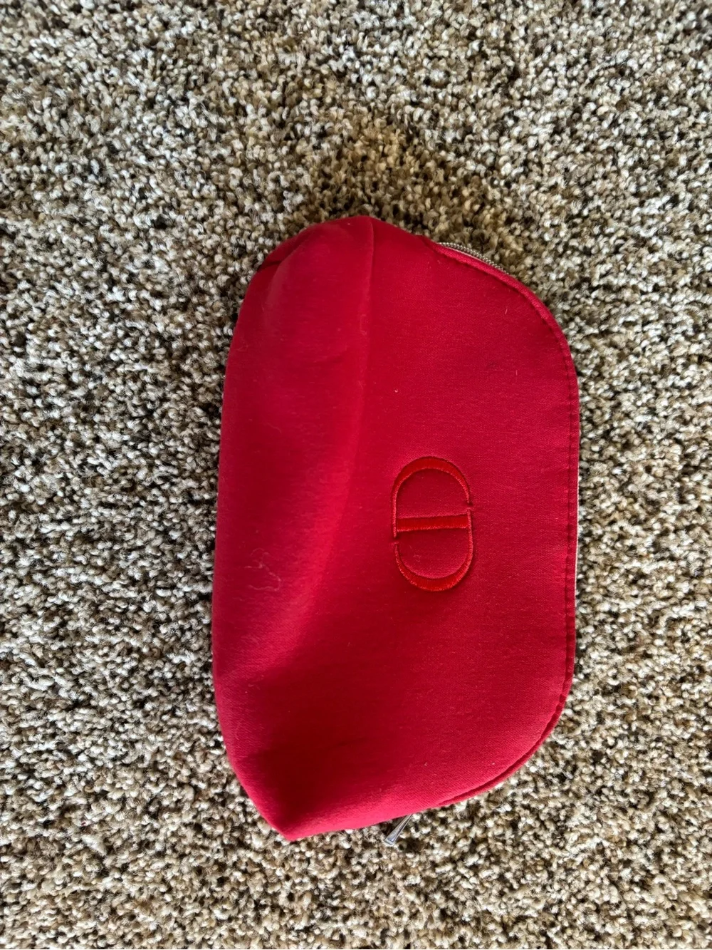 Dior Red Travel Pouch with Silver Zipper
